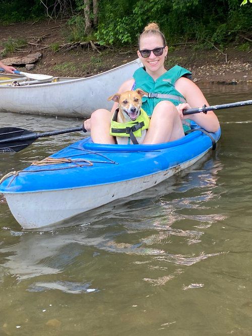 Warmy and Kim kayaking down the Raritan