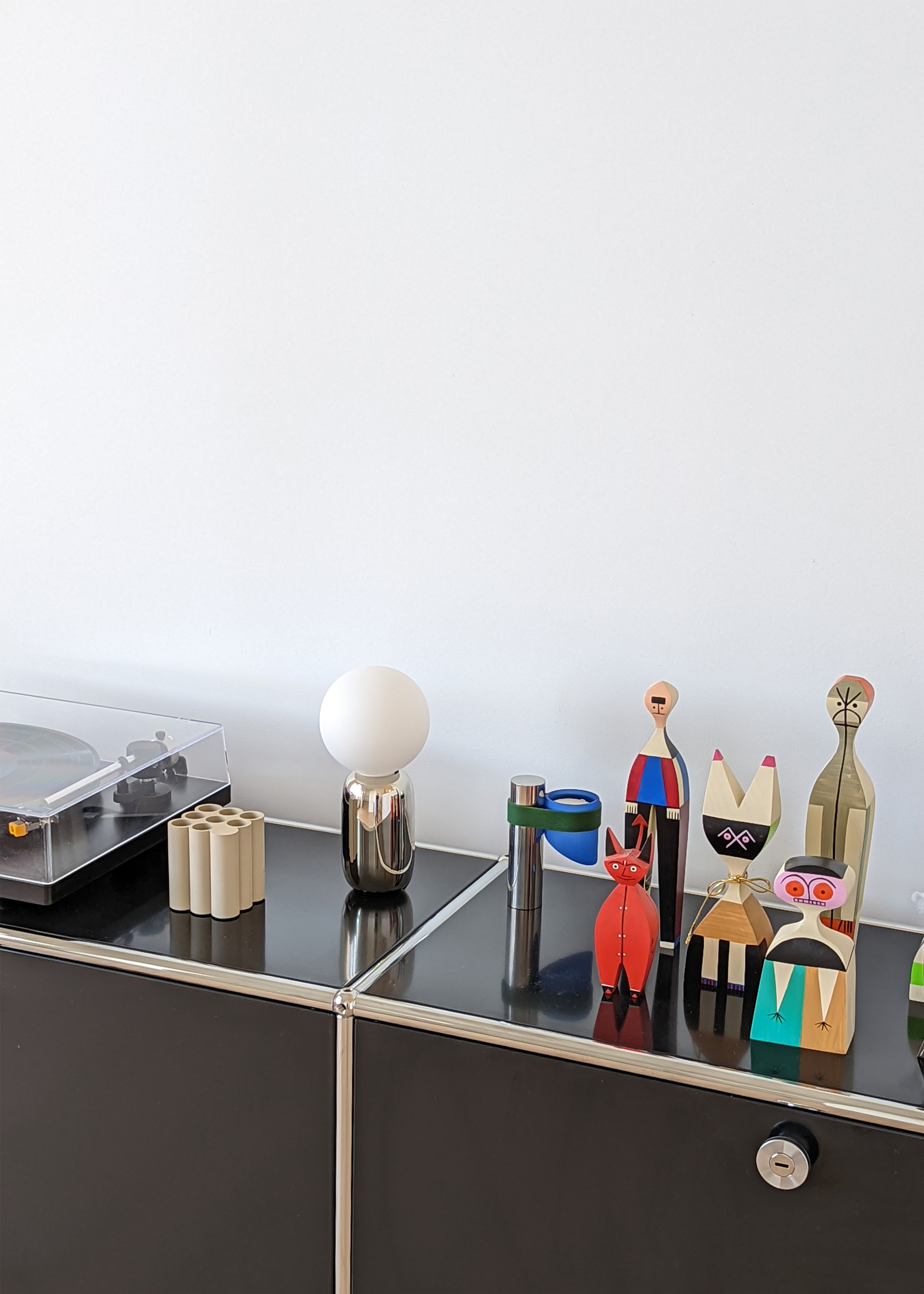 Bubble Lamp on storage cabinet in home