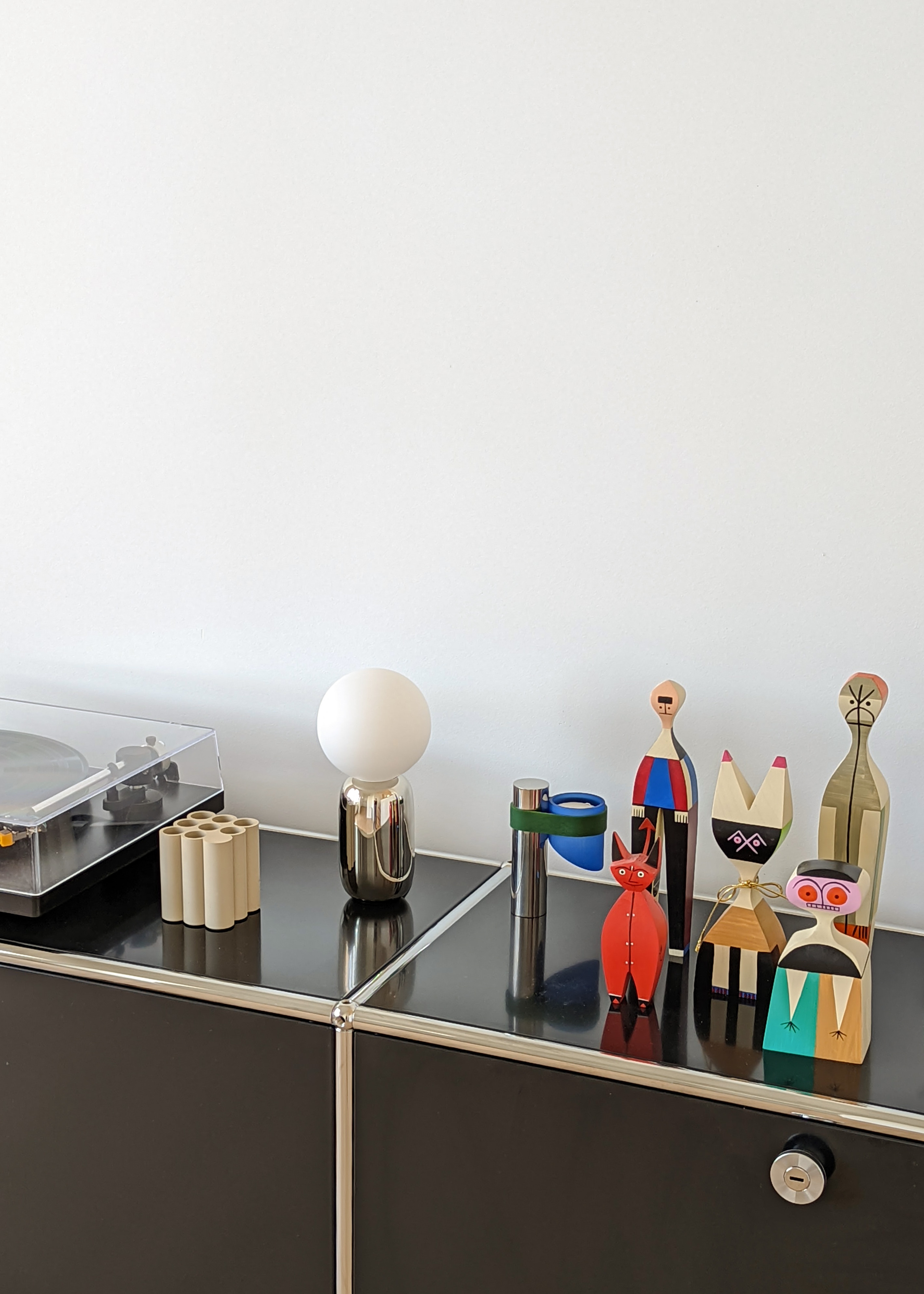 Bubble Lamp on storage cabinet in home