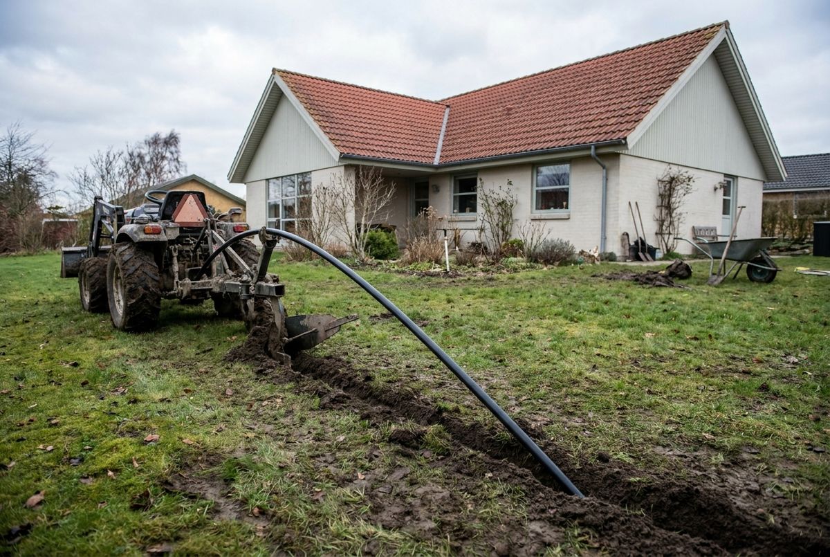 Nedpløjning af jordvarmeslanger