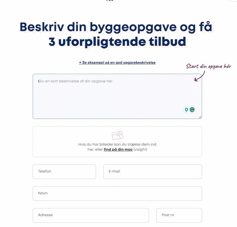 Beskriv din byggeopgave og få tre uforpligtende tilbud