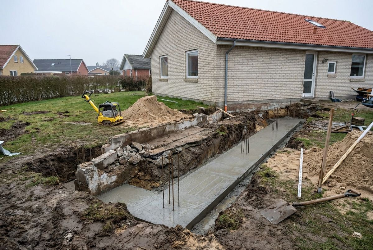 Nyt fundament under gammelt hus