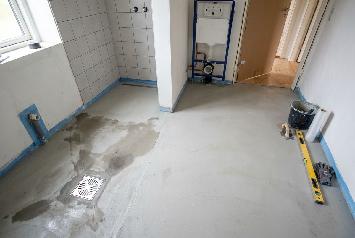 Betongulv badeværelse