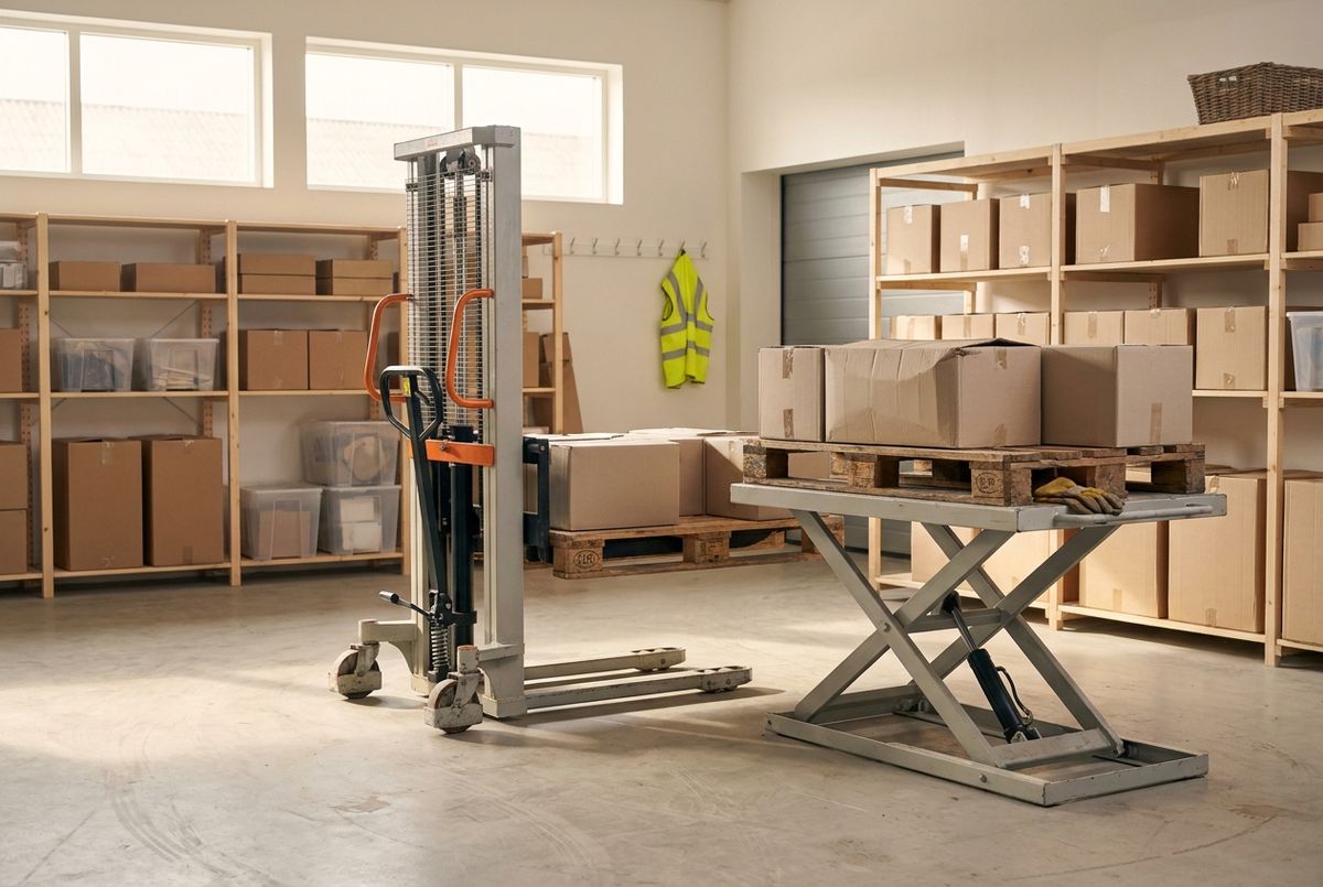 Pallestablere og løfteborde til lageret