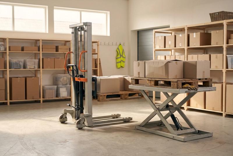 Pallestablere og løfteborde til lageret