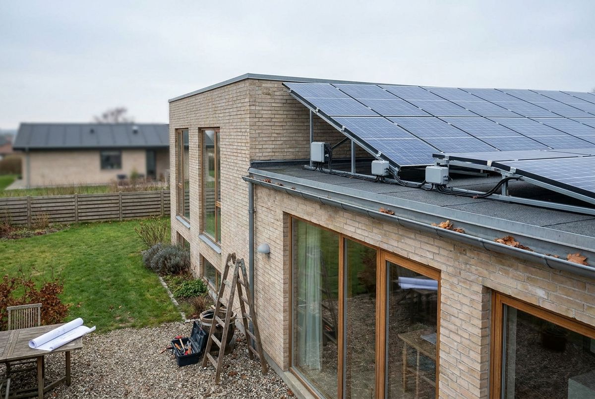 Solceller på fladt tag
