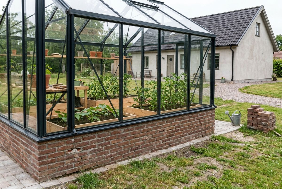Drivhus på muret sokkel
