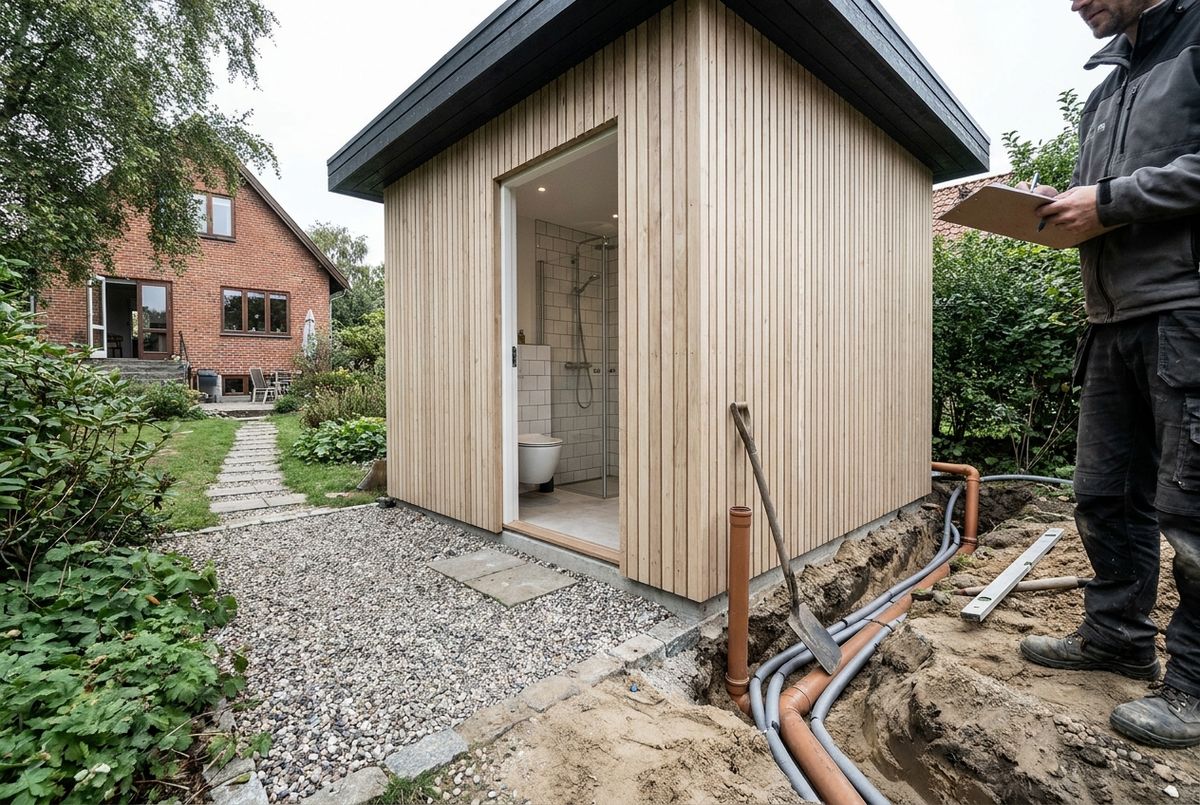 Anneks med bad og toilet