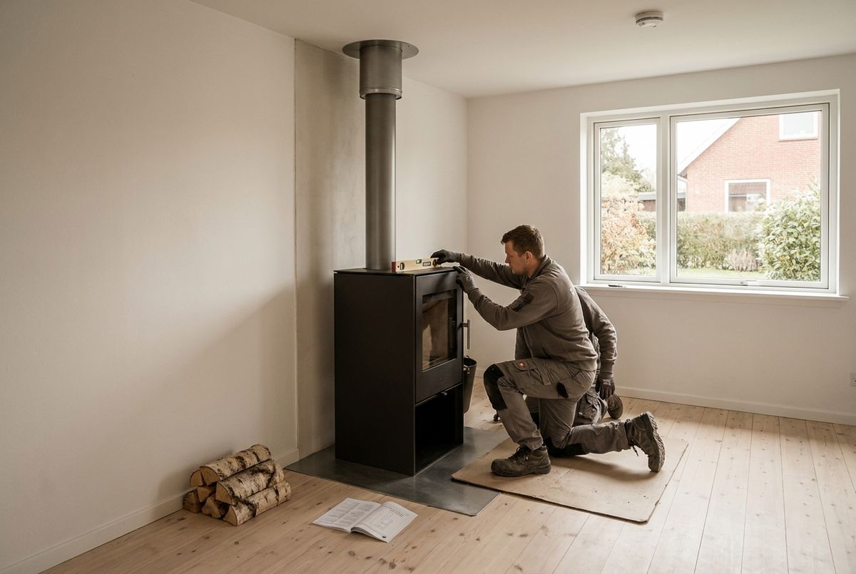 Installation af brændeovn og skorsten