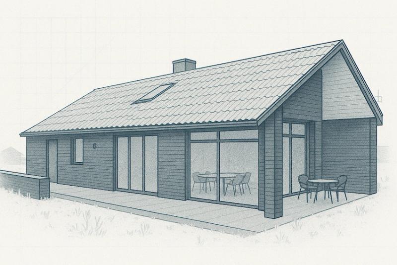 illustration af nyt tag på sommerhus