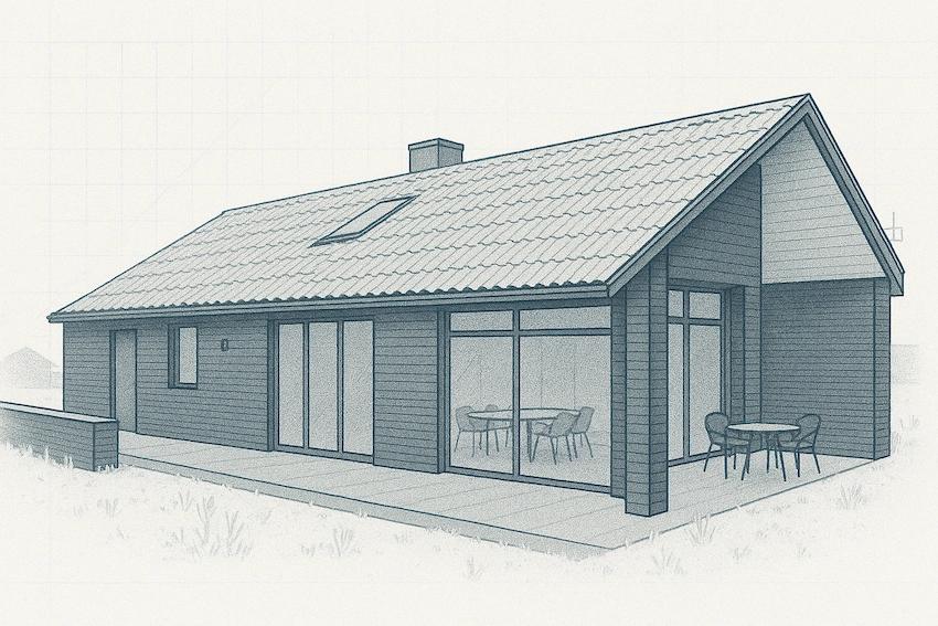 Sommerhus med nyt tagpaptag i lav hældning