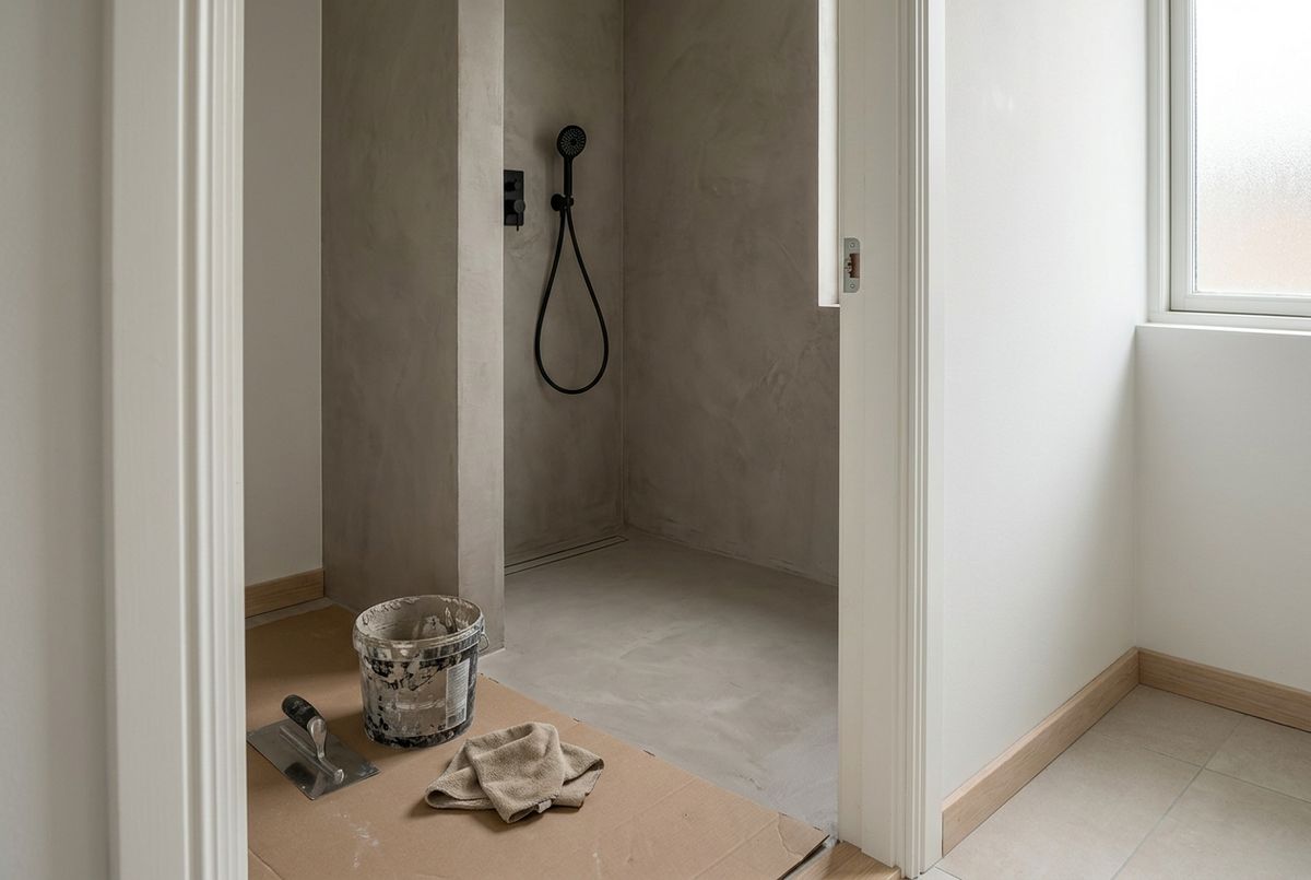 Microcement brusekabine