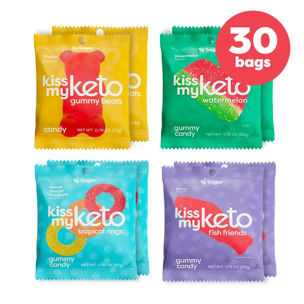 Keto Gummy Bears, Fruity, 12 Bags, 0.79 oz (23 g) Each