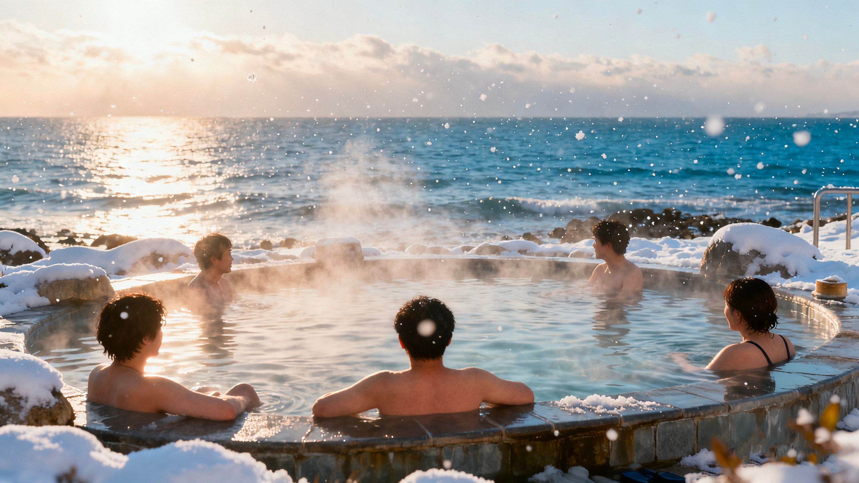 ♨️ Hot Spring Therapy: Natural seawater hot springs with ocean views in Weihai