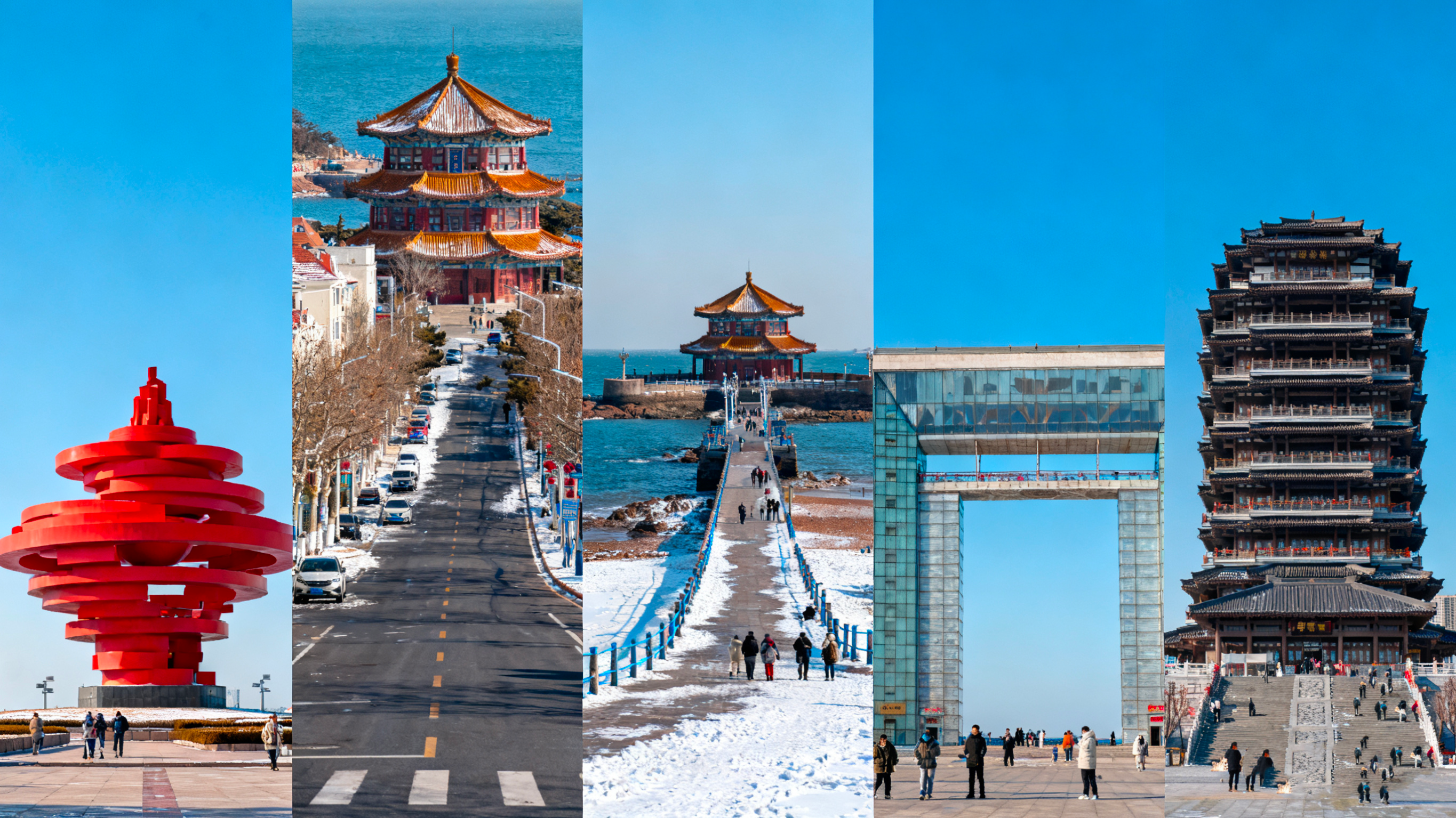 🌃 City Landmarks: May Fourth Square, Torch 8th Street, Zhanqiao Pier, Xingfu Gate, Haidai Tower