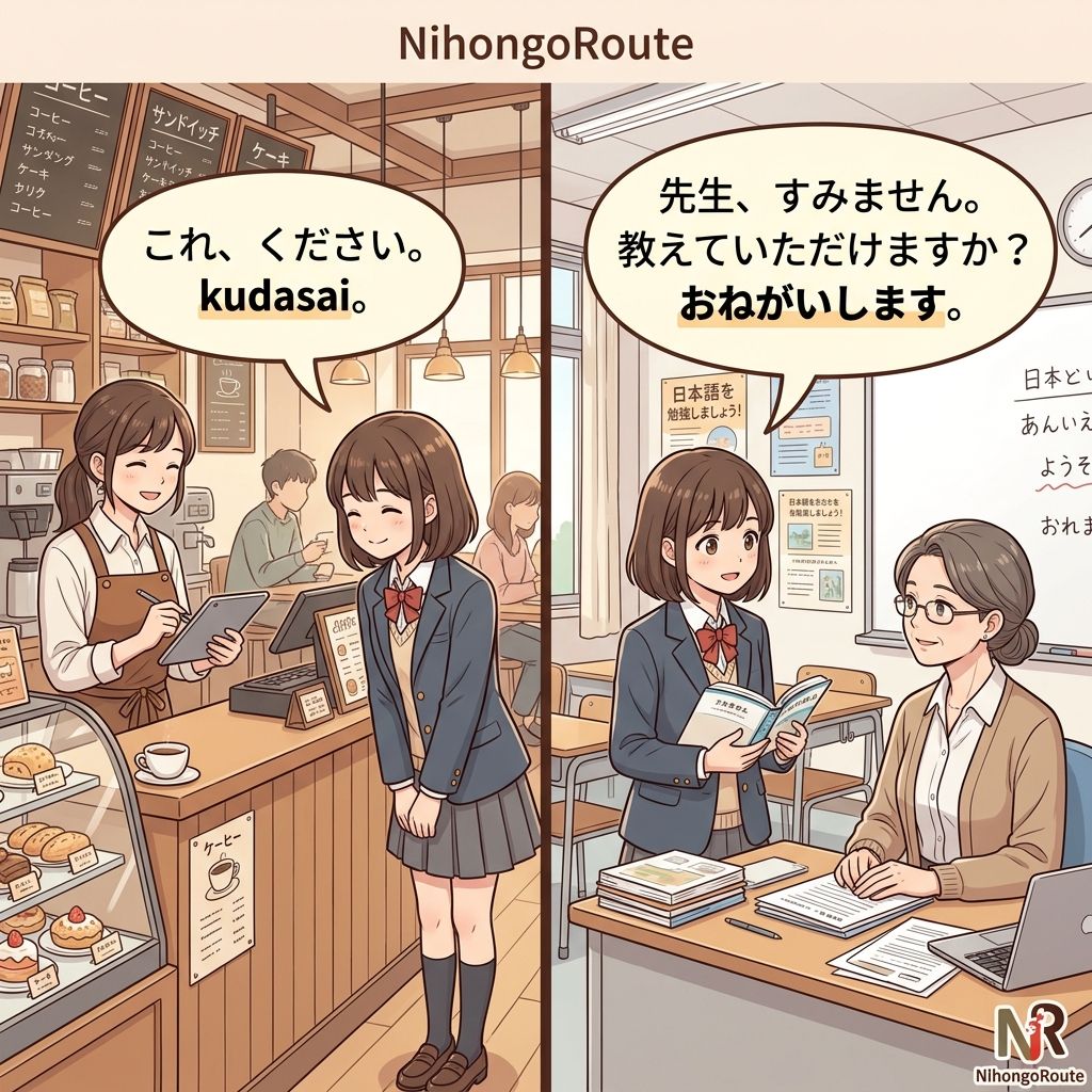 Ilustrasi Pelajaran: Kudasai vs Onegaishimasu: Kapan Pakai yang Mana?