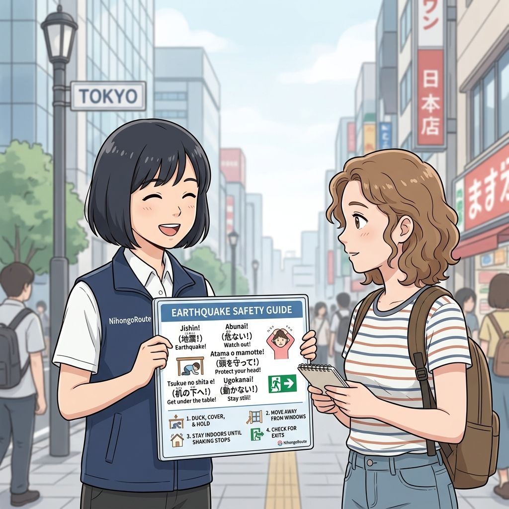 Ilustrasi Pelajaran: Siaga Bencana: Frasa dan Panduan Darurat Saat Gempa di Jepang