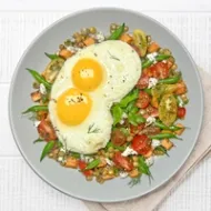 Sunshine Lentil Bowl with Dill and Red Onion Dressing