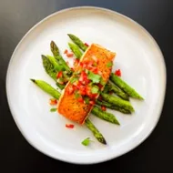 Salmon & Asparagus with Strawberry Salsa