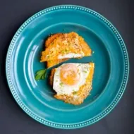 Fried Cheese & Egg Open-Faced Sandwich