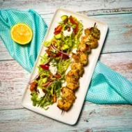 Grilled Chicken Souvlaki Salad with Tzatziki