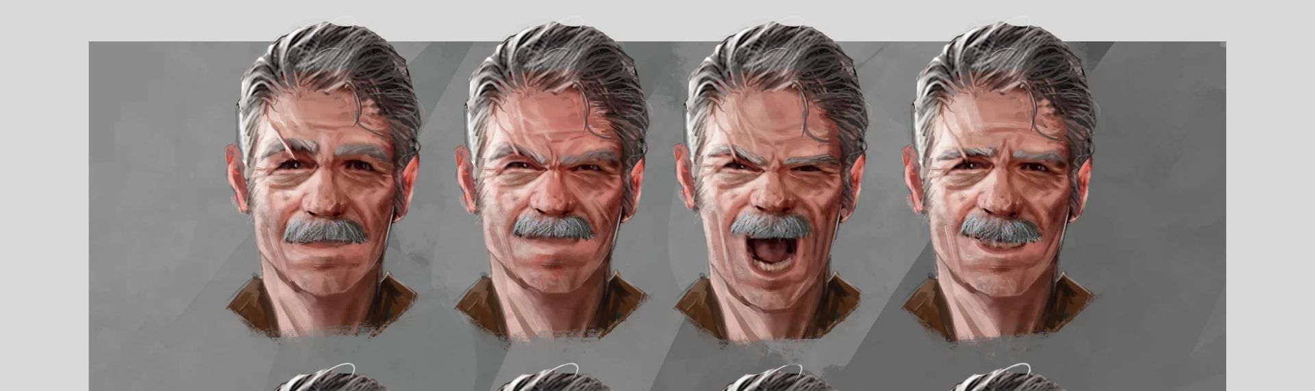 Expression sheet for the character Antonio