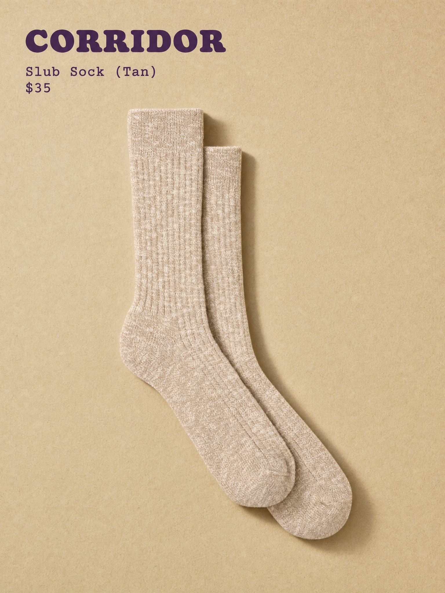 Corridor slub sock in tan