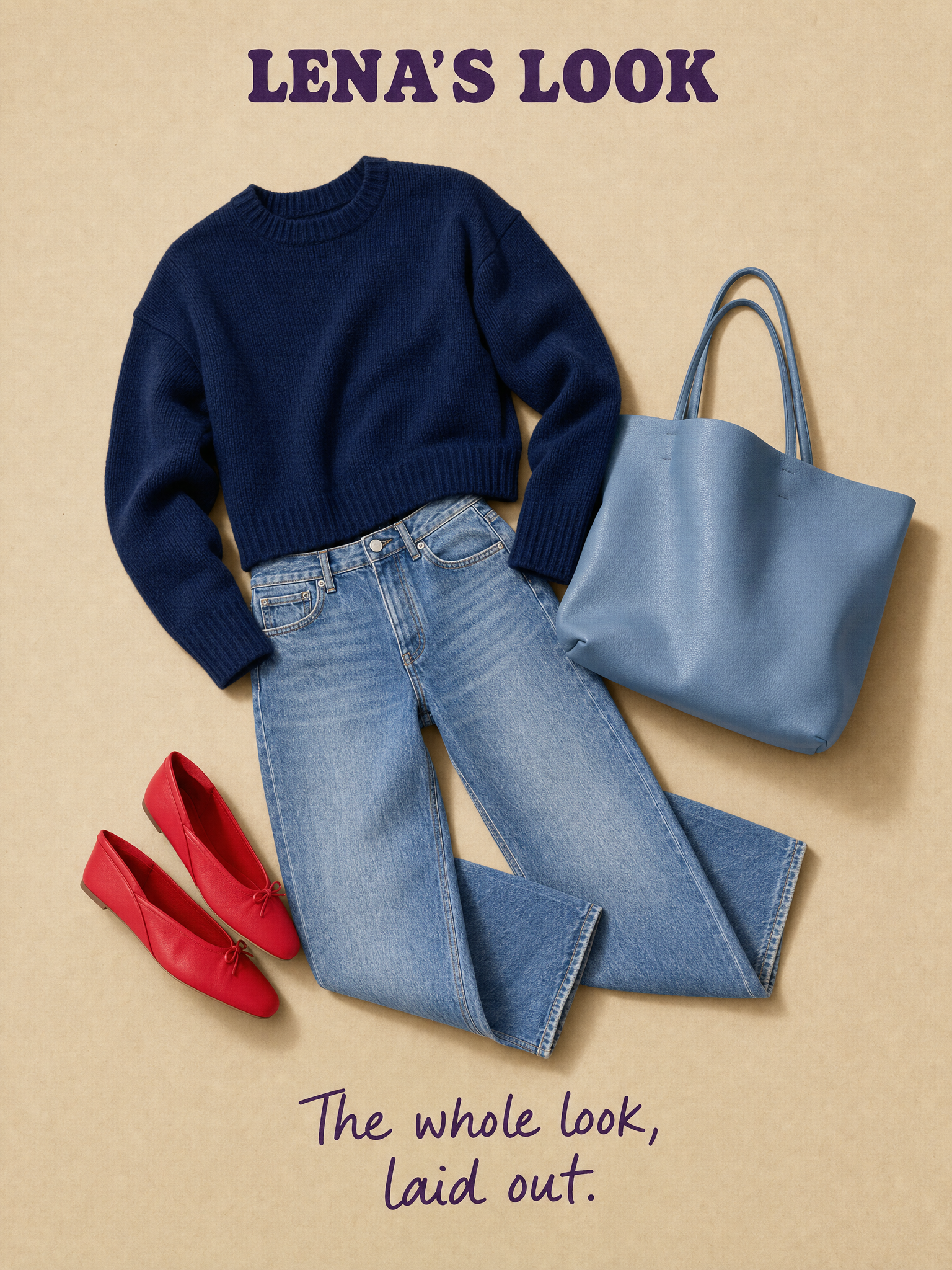 The complete Lena look laid out flat, all four pieces