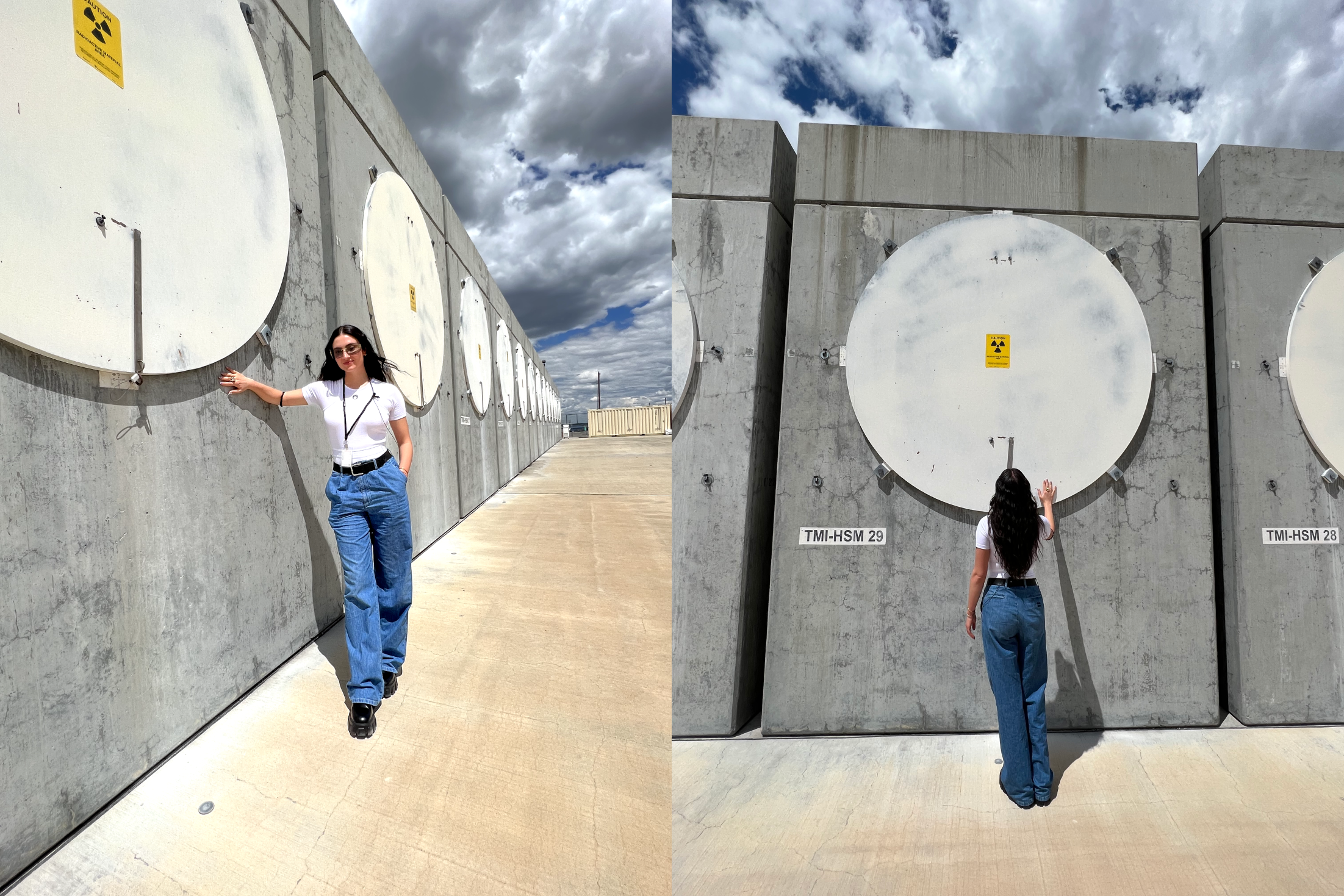 isabelle boemeke touching nuclear spent fuel from three mile island