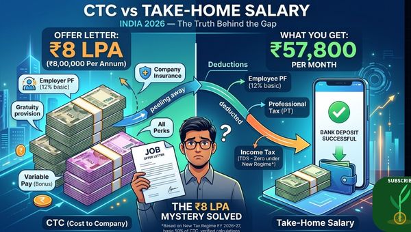 CTC vs Take-Home Salary India 2026 - Why Your ₹8 LPA Job Pays Only ₹57,800/Month