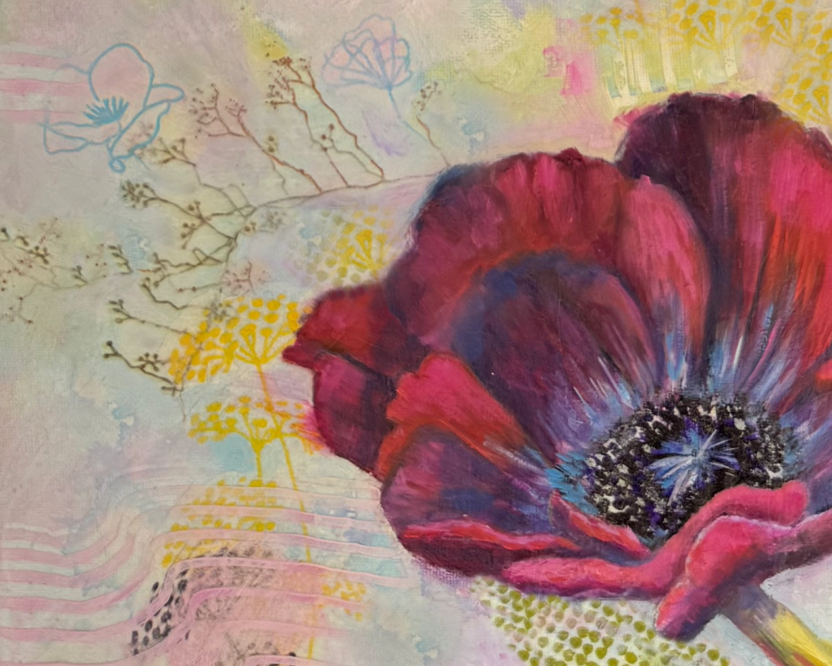 Anemone flower in a mystical garden