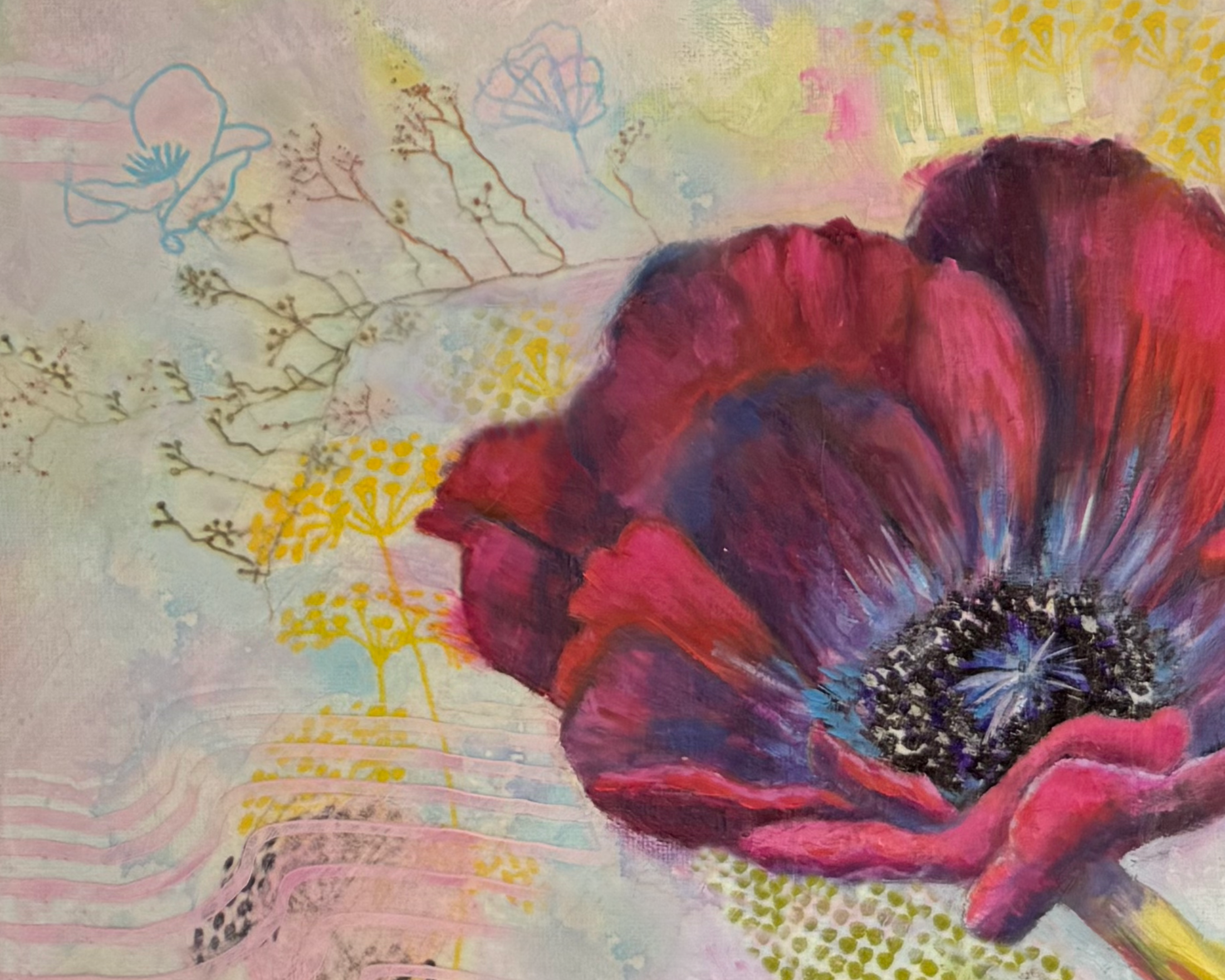 Anemone flower in a mystical garden