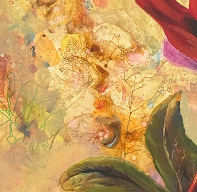 Layers of botanical drawings