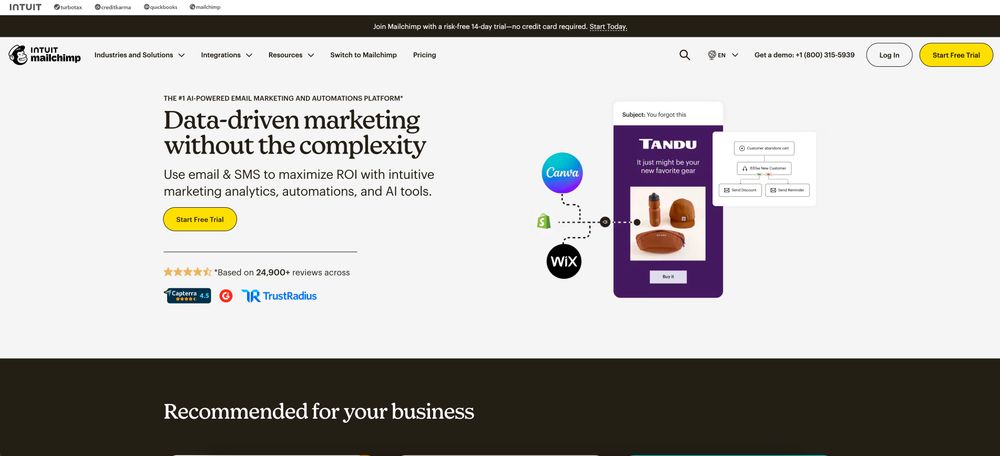 Screenshot of Mailchimp