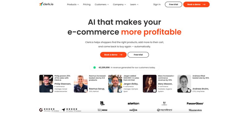 Screenshot of Clerk.io