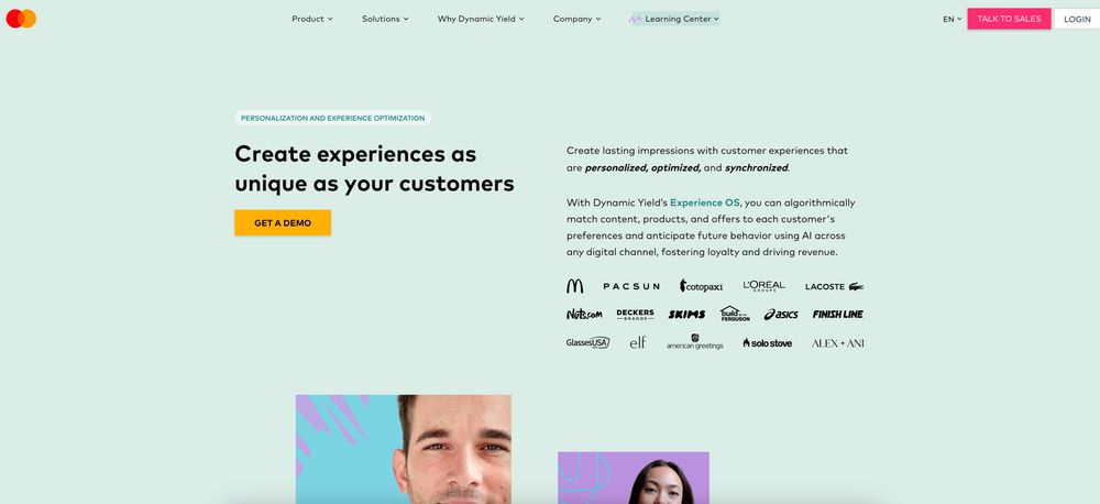 Screenshot of Mastercard Dynamic Yield