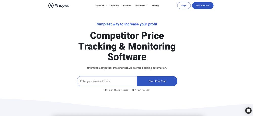 Screenshot of Prisync