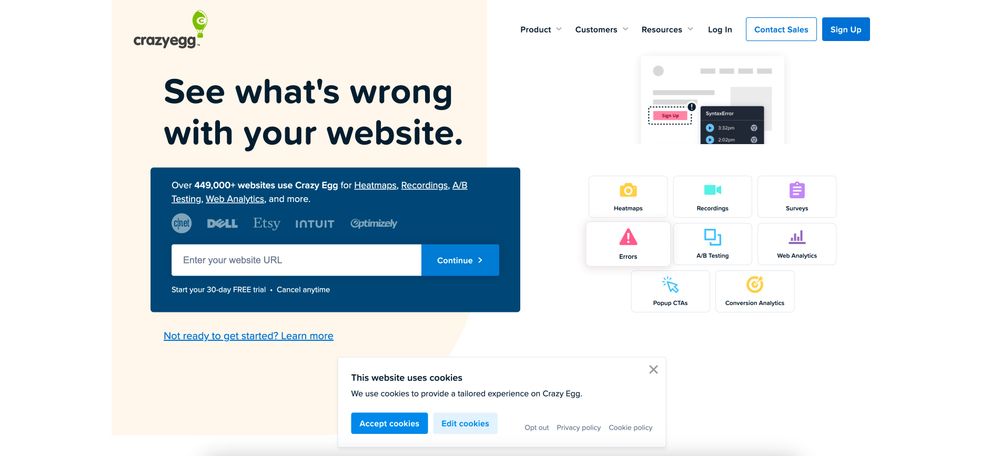 Screenshot of Crazy Egg