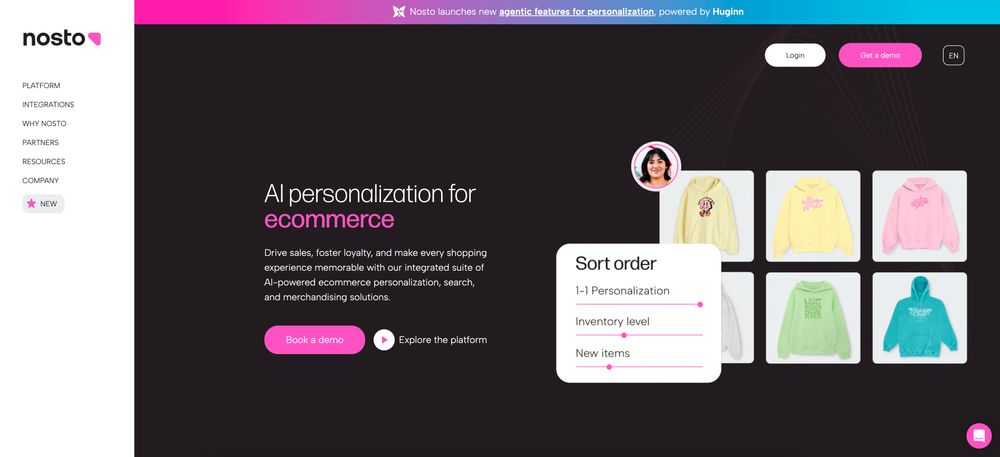 Screenshot of Nosto AI-powered Ecommerce Personalization