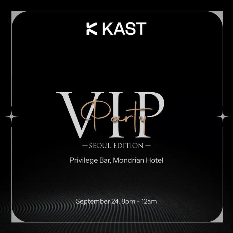 VIP Party Seoul Edition poster in gold script on black, naming the Privilege Bar at the Mondrian Hotel