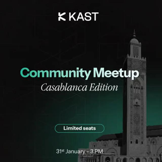 Community Meetup Casablanca Edition poster beside a photograph of the Hassan II Mosque minaret