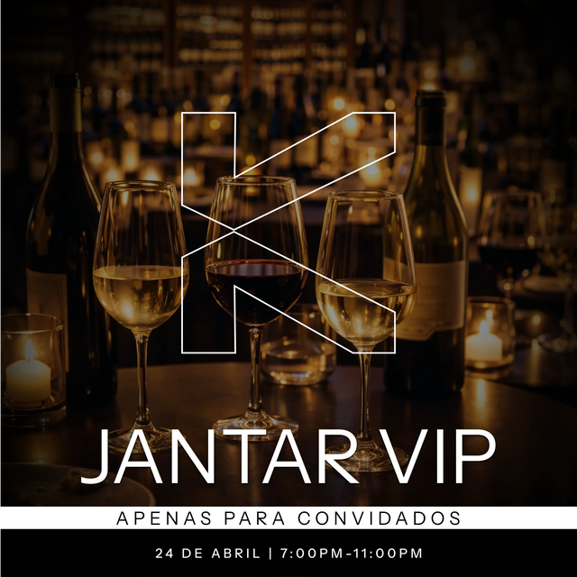 Jantar VIP poster, invitation only, over a candlelit bar setting with wine glasses and a KAST monogram