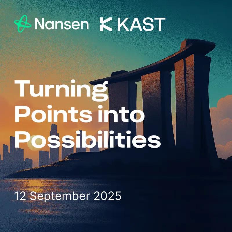 Nansen and KAST title Turning Points into Possibilities, over an illustration of Marina Bay Sands at dusk