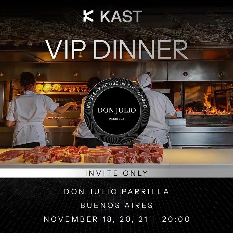 VIP Dinner poster over a photograph of chefs at a grill in the Don Julio Parrilla steakhouse