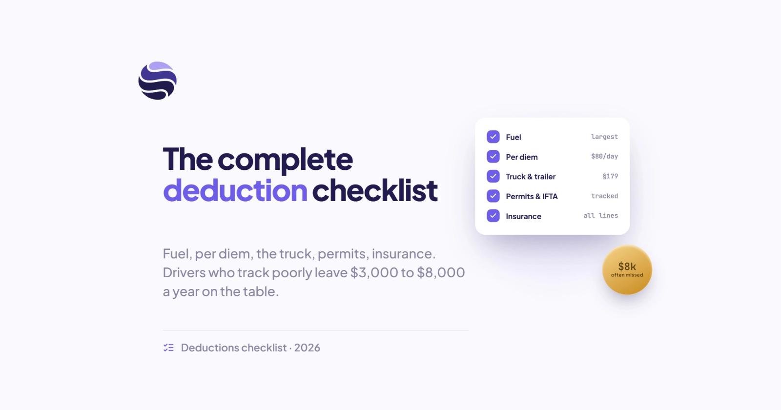 Owner-Operator Tax Deductions: The Complete 2026 Checklist