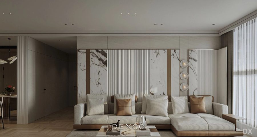 Căn hộ Ciputra Hà Nội 80m² - phòng khách phong cách hiện đại 02, thiết kế nội thất căn hộ cao cấp Dexco
