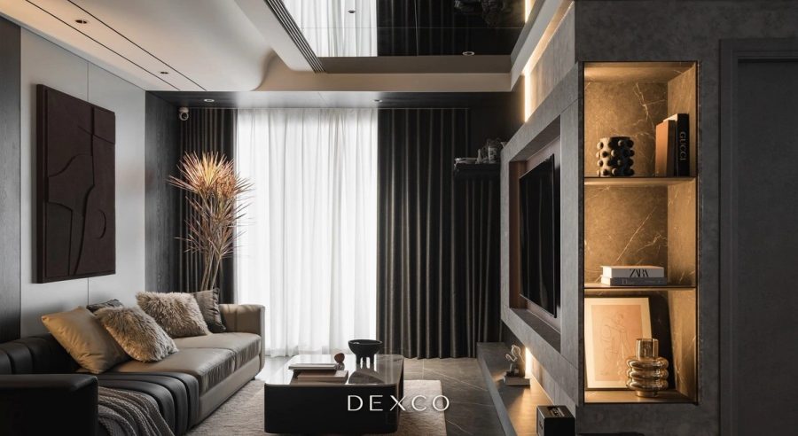 Căn hộ An Bình City 105m² - phòng khách phong cách hiện đại 01, thiết kế nội thất căn hộ cao cấp Dexco