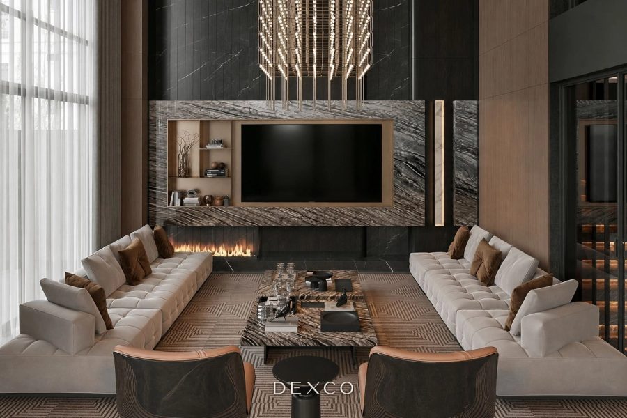 Hưng Yên Villa - Không gian chính 01, thiết kế thi công nội thất cao cấp phong cách Modern luxury dark tone