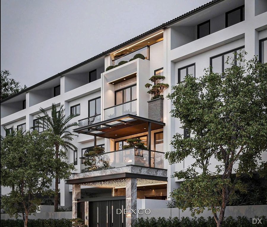 Nhà phố liền kề Vinh House 60m² - phòng khách phong cách hiện đại 02, thiết kế nội thất nhà phố cao cấp Dexco