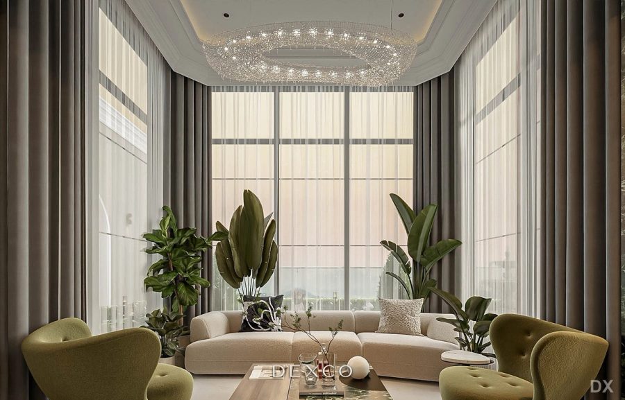 Penthouse Ocean Whisper - phòng khách phong cách luxury hiện đại 02, thiết kế nội thất penthouse Dexco